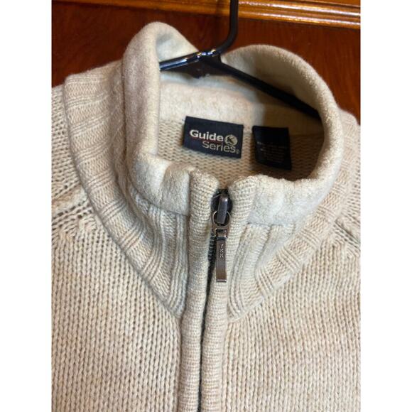 VINTAGE Unisex Guide Series Cream Speckled Lambswool Large Zip Up - Picture 3 of 6